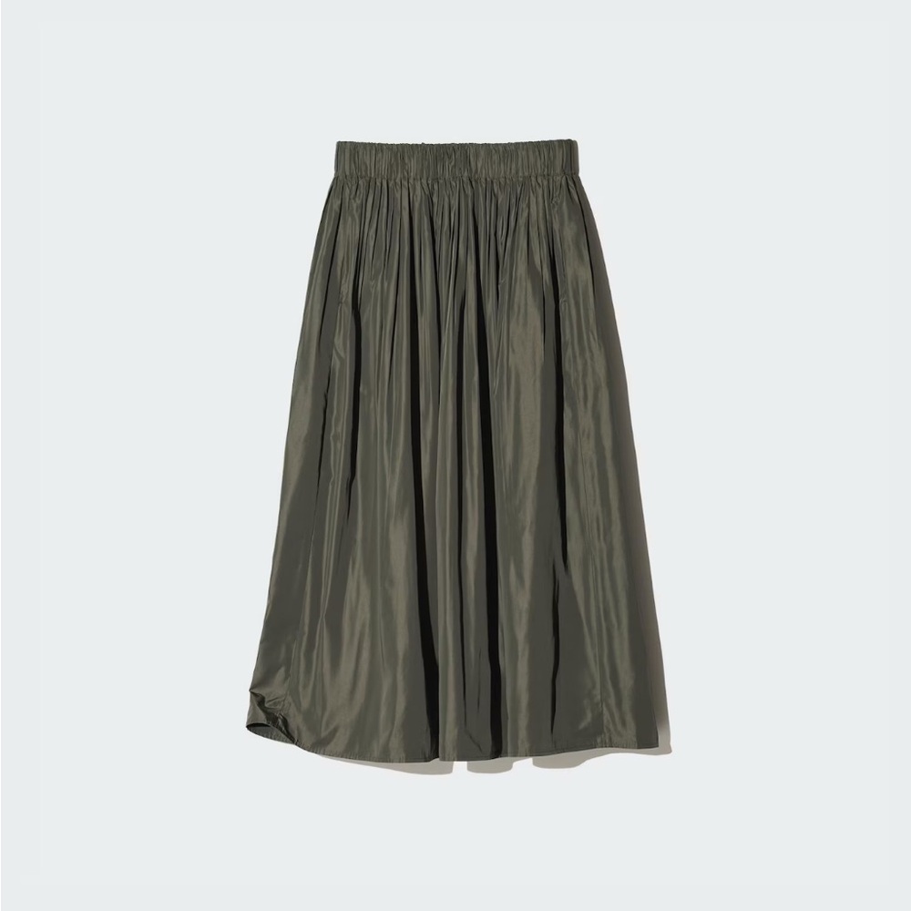 Uniqlo | Vibrant Olive Pleated Skirt | Size S